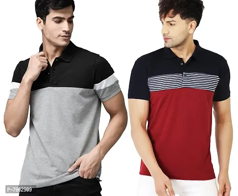 LEOTUDE Men's Regular Fit Matty Polo Men's T-Shirt Combo (Pack of 2)-thumb0