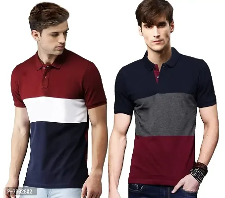 LEOTUDE Regular Fit Half Sleeve Men's Polo T-Shirt Combo (Pack of 2)-thumb0