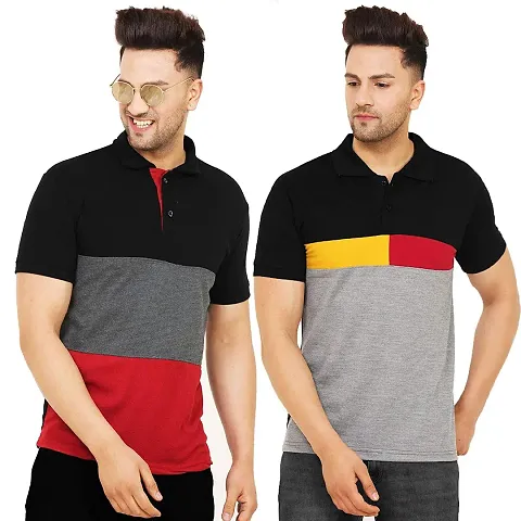 LEOTUDE Regular Fit Half Sleeve Men's Polo T-Shirt Combo (Pack of 2)