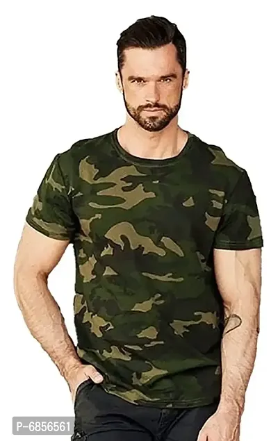 Trendy Cotton Blend Camouflage Printed Half Sleeve T-Shirts For Men-thumb0