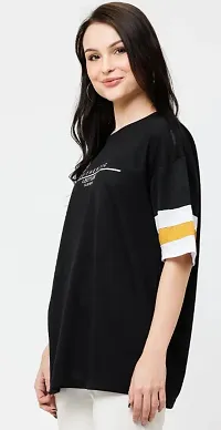 LEOTUDE Cotton Blend Half Sleeve Oversized T-Shirts for Womens-thumb2