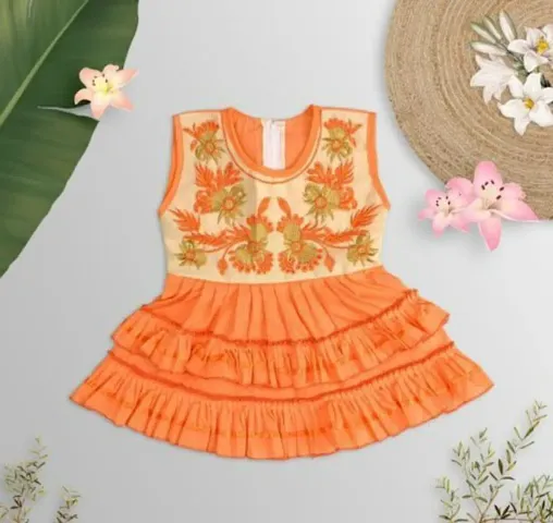 Stylish Self Design Frocks For Girls