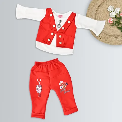 Stylish Blend self design clour top and bottom set for Girls