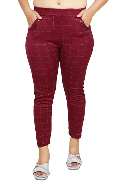 Hayat Aesha Enterprise_ Checks Printed Jeggings for Womens and Girls with Cotton Plus Material Pack of_1