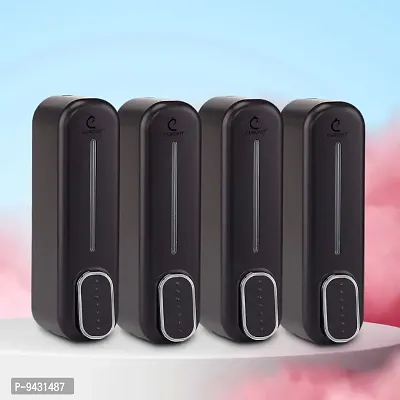 CUROVIT ABS Soap Dispenser 200ml Pack of 4 Black in Color Wall Mounted for Bathroom Kitchen  Wash Area Oyster Model Round in Shape-thumb0