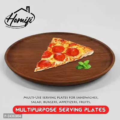 Homifi Wooden Plano Handmade 12 (inch) Plate Dinner Plate/Thali Multipurpose for Serving Salads/Fruit/Pizza/Dry Fruits for Dining Table  Kitchenware-thumb2