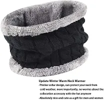 ZAYSOO Winter Woolen Warm Unisex Beanie Knit Skull Hats with Neck Warmer for Men Women with Scarf Premium Cap - (Black, Grey)-thumb4