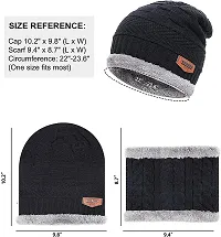 ZAYSOO Winter Woolen Warm Unisex Beanie Knit Skull Hats with Neck Warmer for Men Women with Scarf Premium Cap - (Black, Grey)-thumb1