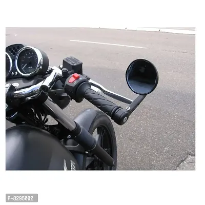 Delhi Deals Right, Left Stylist Side Handle Bar Mirror Round for - All Bikes Royal Enfield, Bajaj, Hero, Any Scooter, Black-thumb0