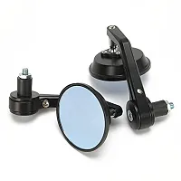Delhi Deals Right, Left Stylist Side Handle Bar Mirror Round for - All Bikes Royal Enfield, Bajaj, Hero, Any Scooter, Black-thumb2