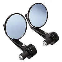 Delhi Deals Right, Left Stylist Side Handle Bar Mirror Round for - All Bikes Royal Enfield, Bajaj, Hero, Any Scooter, Black-thumb3