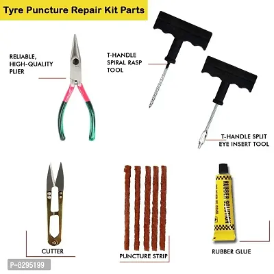 Delhi Deals Portable Tubeless Tyre Puncture Kit with Emergency Repair Strings Rubber Strips Plug Tool for Cars Bikes SUVs  Motorcycles-thumb3