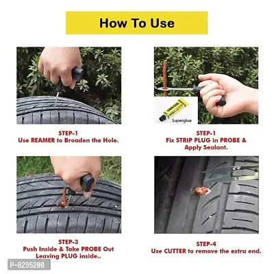 Delhi Deals Car Bike Auto Tubeless Tire Tyre Puncture Plug Repair Tool Kit Safety 3 Strip Brand: Auto Pearl-thumb2