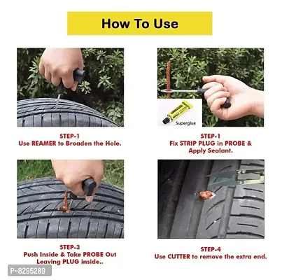 Delhi Deals Tubeless Tyre Puncture Repair Kit with 10 Strips Use for Car and Bike, Motorcycle-thumb3