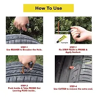 Delhi Deals Tubeless Tyre Puncture Repair Kit Puncher Patch Tools (2 Handle Grips + 5 Repair String Plugs + Rubber Solution-thumb1