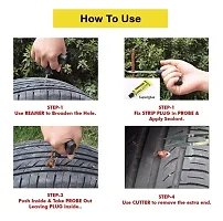 Delhi Deals Tubeless Tyre Full Set with Cutter, Rubber Cement, Extra Strips for Cars, Bikes Puncture Repair Kit.-thumb1