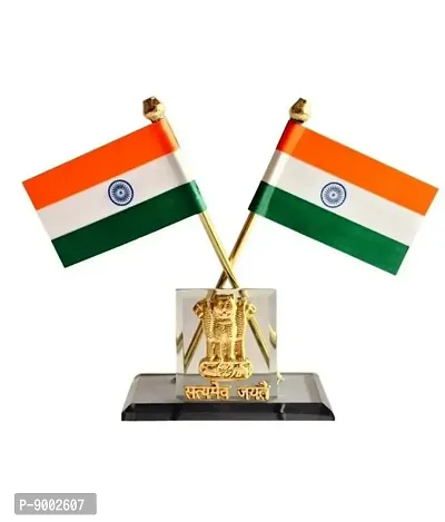 Indian Flag for Car Dashboard in satyamev jayte design-thumb0