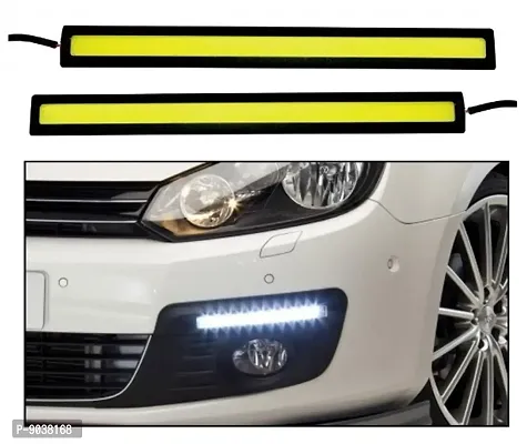 Automotive  Accessories Universal Ultra Bright Daytime Running LED Lights Waterproof Slim Chip COB LEDs Strip DRL Lamp for Cars (6W, White Light, 2 PCS)-thumb0