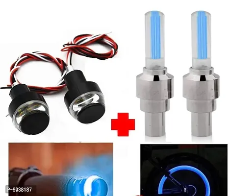 Automotive  Accessories Universal Waterproof Dual Color Bike Handle Bar LED Turn Signal Indicators Combo with Blue Moti, Pack of 2-thumb0