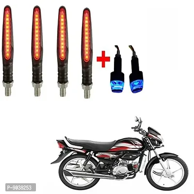 Combo Side LED Indicator Light Bike Blue Handlebar Blinker Light Indicator with LED Indicator (RED)-thumb0