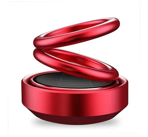 CARIZO Solar Dashboard Idol Ring Car Decoration Air Freshener Automatic 360 Degree Solar Rotating Perfume Double Ring - Red