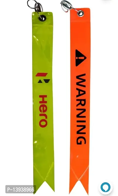 Universal Hero warning tag waterproof | Hero Warning Tag Light Bike Reflector Sign Key Chains for Bajaj Bikes Keys Pack of 2-thumb0