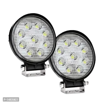 14 LED Round Fog Light Waterproof Driving Spot Flood Beam Roof Bar Bumper Lamp Pod for Motorcycles, Cars, Jeeps and Bikes (42W, White, 2 PC