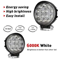 14 LED Round Fog Light Waterproof Driving Spot Flood Beam Roof Bar Bumper Lamp Pod for Motorcycles, Cars, Jeeps and Bikes (42W, White, 2 PC-thumb2