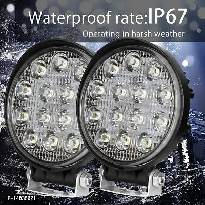 14 LED Round Fog Light Waterproof Driving Spot Flood Beam Roof Bar Bumper Lamp Pod for Motorcycles, Cars, Jeeps and Bikes (42W, White, 2 PC-thumb5