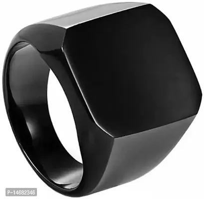 Mens Rock Cool Casual Sport Titanium Stainless Steel Black Plated Ring-thumb0