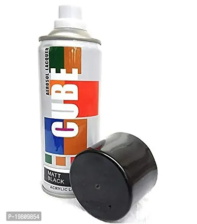 Cube Aerosol Acrylic Multi purpose Fast-Drying Spray Paint Applicable On Vinyl, Wood, Fiberglass, Plastic, Metal Or More/1 Quantity - (MattBlack)