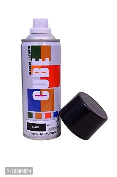 Cube Aerosol Acrylic Multi purpose Fast-Drying Spray Paint Applicable On Vinyl, Wood, Fiberglass, Plastic, Metal Or More/1 Quantity - (MattBlack)-thumb3