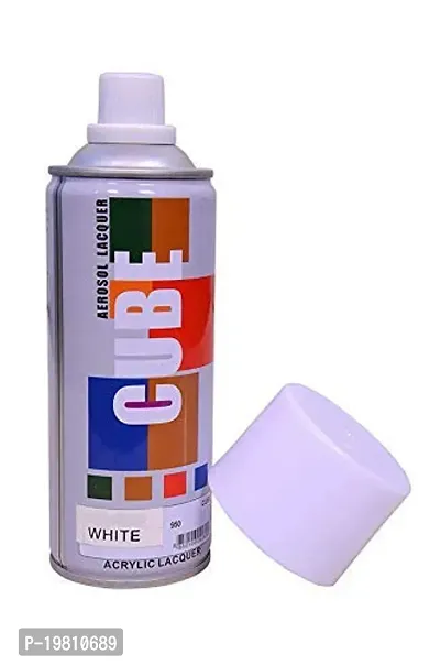 Cube Aerosol Acrylic Multi purpose Fast-Drying Spray Paint Applicable On Vinyl, Wood, Fiberglass, Plastic, Metal Or More/1 Quantity  (White)-thumb2