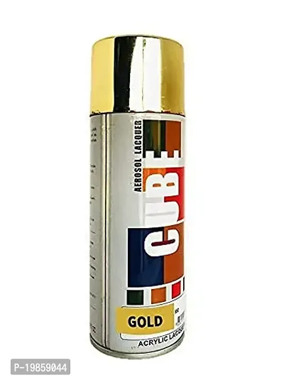 Cube Aerosol Spray Paint for Bike, Car, Activa, Metal, Art  Craft  (Gold)-thumb0