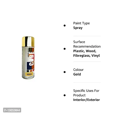Cube Aerosol Spray Paint for Bike, Car, Activa, Metal, Art  Craft  (Gold)-thumb2