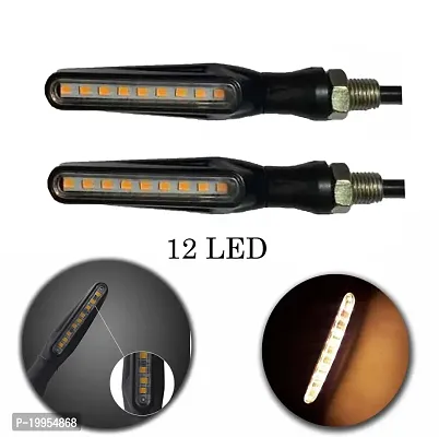 KTM Style Sleek Type LED Indicators Turning Signal lamps Blinkers Bulb Set of-2 (Bike Indicator Lights High Power Motorcycle) 100% Rubber Flexibility-(Yellow-thumb4