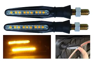 KTM Style Sleek Type LED Indicators Turning Signal lamps Blinkers Bulb Set of-2 (Bike Indicator Lights High Power Motorcycle) 100% Rubber Flexibility-(Yellow)-thumb3