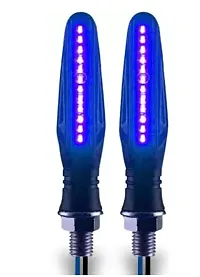 KTM Running Type Matrix LED Indicators Turning Signal lamps Blinkers Bulb Set of 2 (Bike Indicator Lights High Power Motorcycle) 100% Rubber Flexibility-(Blue)-thumb4