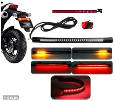 DC Power 12V Imported License Plate LED Light Strip with 48 SMD LEDs for Brake Stop Turn Signal Universal For All Bikes, Motorcycle, Scooties (Pack Of 1, 8 Inches) | Red And Yellow-thumb0