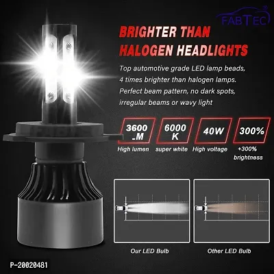 H4 Led Bike Headlight Bulb, 40W/3600 Lumens Super Bright LED Headlight Conversion Kit for Bikes  Scooty 6000K Pure White, Pack of 1-thumb2