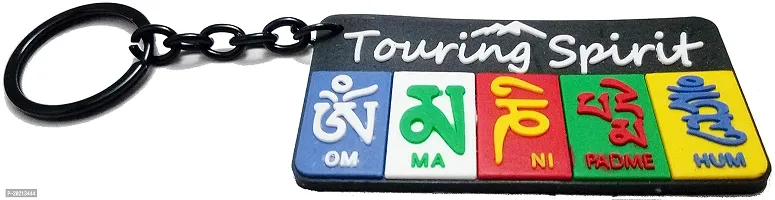 Tibetan Ladakh Flag Prayer Words PVC Rubber Keychain - Multicolor