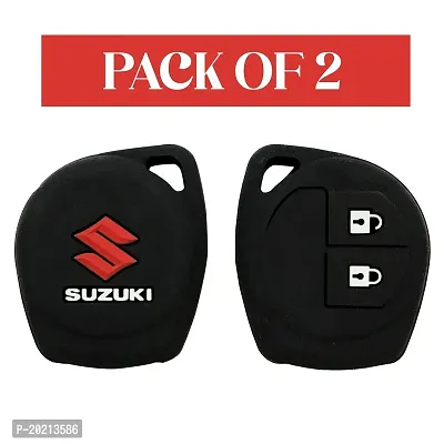Car-Dec� Black Silicone Car Key Cover Set of 2 pcs for Maruti Suzuki-thumb0