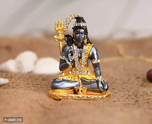 Gold Plated Lord Shiva Statue Car Dashboard - Shiva Idol Showpiece - Lord Blessing Shiv Shankar Bholenath Deity Figurine Home Office Temple Art Decor.-thumb4