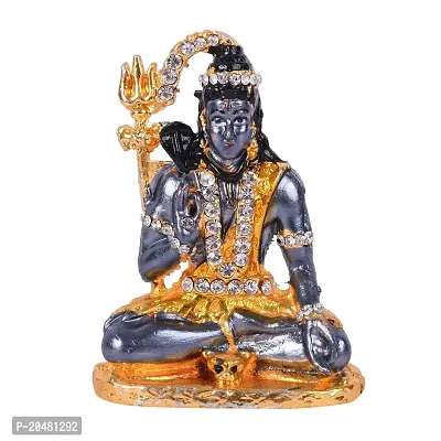 Gold Plated Lord Shiva Statue Car Dashboard - Shiva Idol Showpiece - Lord Blessing Shiv Shankar Bholenath Deity Figurine Home Office Temple Art Decor.-thumb5