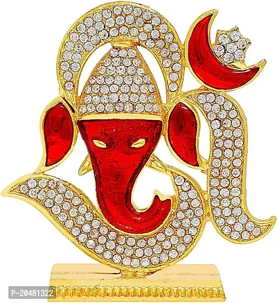 OM Ganesh Idol OM Ganesha Statue Ganpati Vinayaka Murti  Maroon Metal Statue for Home Deacute;cor Car Dashboard Mandir Pooja Murti Temple Puja Office Table Showpiece-thumb0