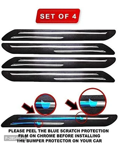 Rubber Car Bumper Protector Guard with Double Chrome Strip for Car for Universal (Black) - 4pcs-thumb4