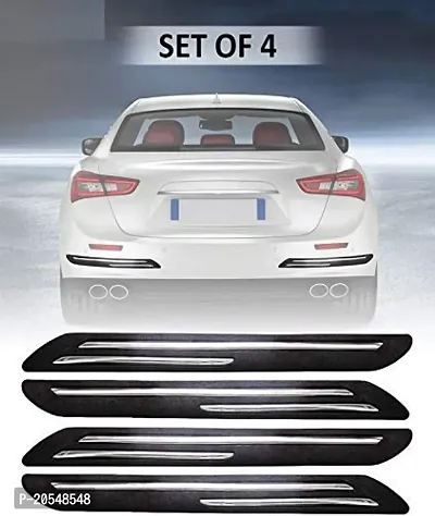 Rubber Car Bumper Protector Guard with Double Chrome Strip for Car for Universal (Black) - 4pcs-thumb5