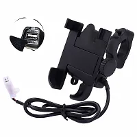 Universal Bike Mount Phone Holder with Waterproof Charger for Phone Mount 360 Degree Rotating Handlebar Metal Body Cradle Stand for Bicycle, Motorcycle, Fits All Smartphones-thumb3