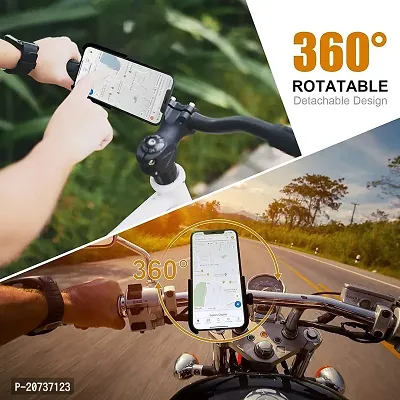 Universal Bike Mount Phone Holder with Waterproof Charger for Phone Mount 360 Degree Rotating Handlebar Metal Body Cradle Stand for Bicycle, Motorcycle, Fits All Smartphones-thumb3