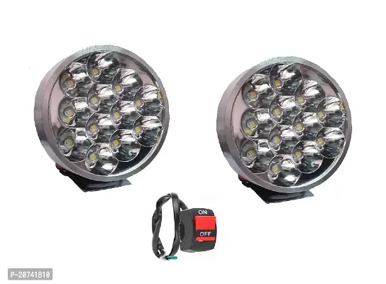 12 LED Aux Bike Fog Lamp Light Set of 2 White with Switch For all types of two wheelers
